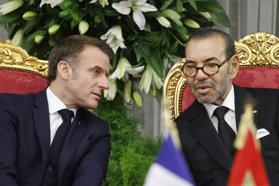 Emmanuel Macron et le roi Mohammed VI, lors de la visite officielle du Président Français au Maroc, en octobre 2024 (photo Ludovic Marin/AFP).