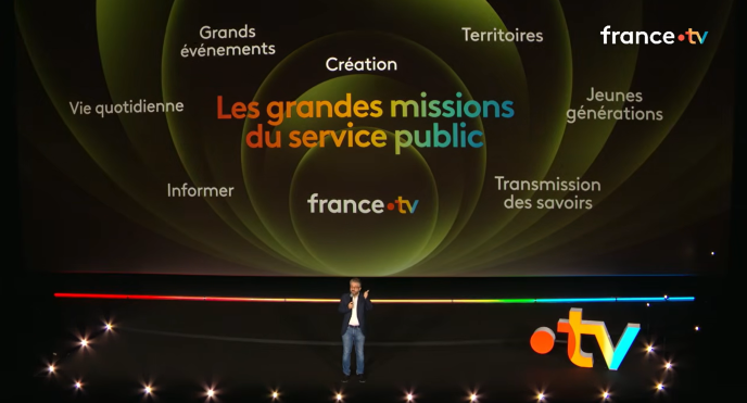 Stéphane Sitbon-Gomez, directeur général adjoint de France Télévisions, rappelant les grandes missions du service public lors de la conférence de presse de rentrée du groupe (photo D.R.).
