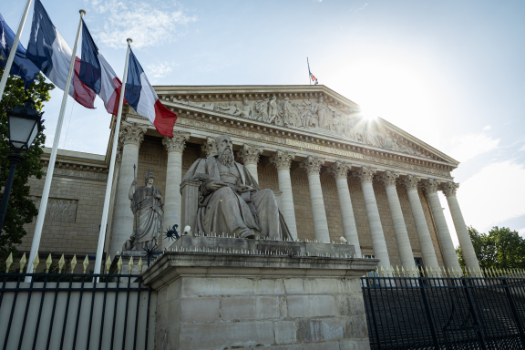 Le Palais Bourbon, où se trouve hémicycle de l'Assemblée nationale, le 29 avril 2026 (photo Telmo Pinto/AFP).