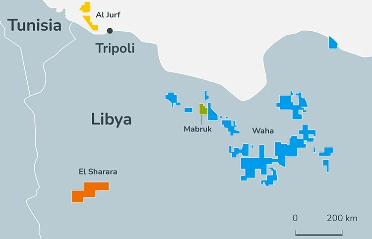 Carte de la présence de TotalEnergies en Libye (illustration D.R.).