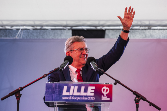 Jean-Luc Mélenchon lors de l'édition 2025 de la Braderie de Lille (photo Sameer Al-Doumy/AFP).