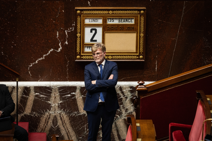 Marc Fesneau, président du groupe Modem, le 2 février 2026 à l'Assemblée Nationale (photo Telmo Pinto/NurPhoto/AFP).