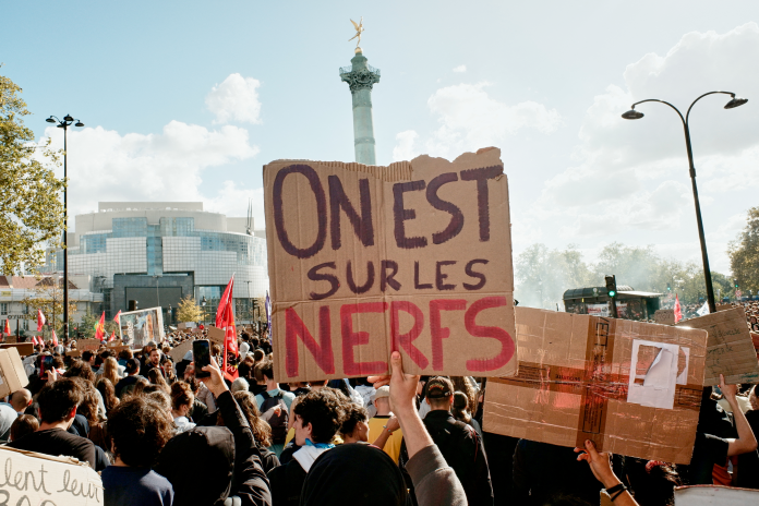 Manifestation des lycéens, place de la Bastille à Paris, le 8 octobre (Adnan Farzat/NurPhoto/AFP).