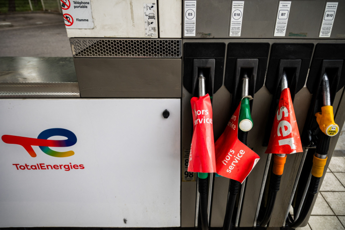 Station-service, à Perpignan, le 14 mai 2026 (photo J-C Milhet/AFP).
