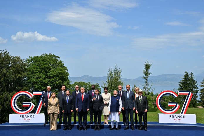 Les dirigeants présents au G7, organisé du 15 au 17 avril à Évian (photo Mandel Ngan/AFP).
