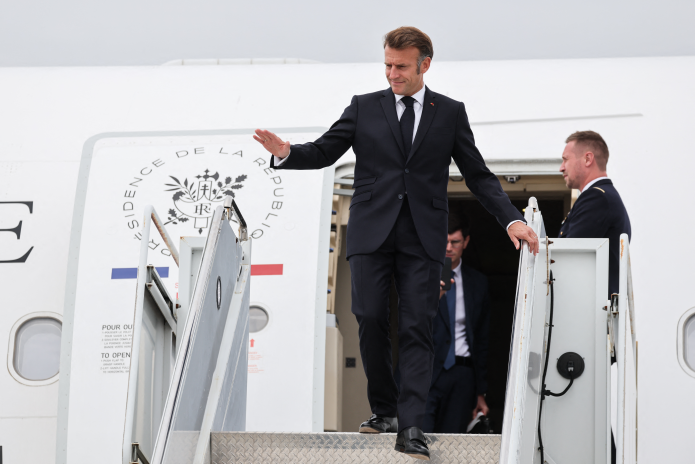 Emmanuel Macron à son arrivée à New York, en septembre 2025 (photo Ludovic Marin / AFP).