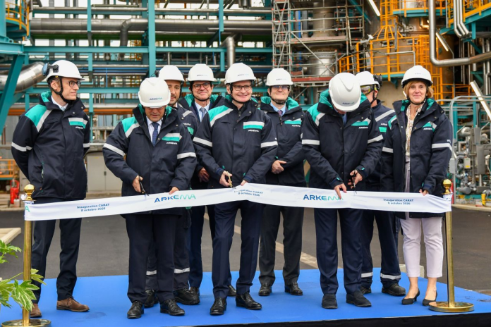 Thierry Le Hénaff, inaugurant le nouveau site d'Arkema à Carling (photo D.R.).