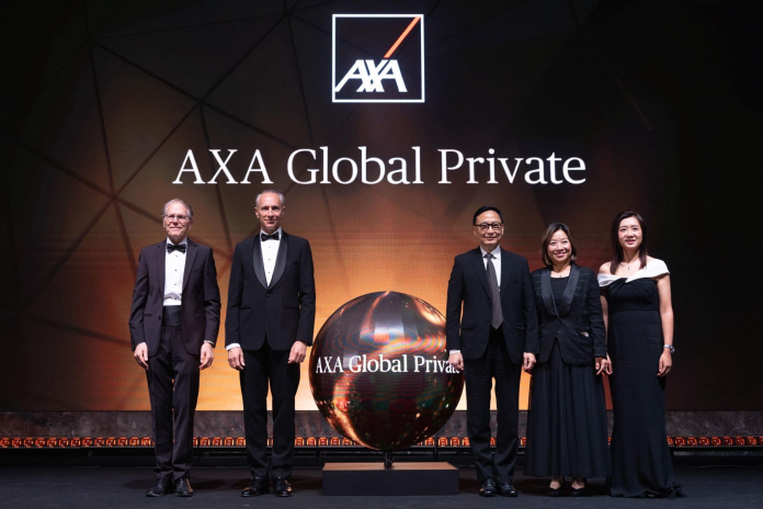 Thomas Buberl et ses équipes lors du lancement d'AXA Global Private, à Hong Kong (photo D.R.).