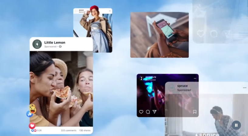 Présentation de différents formats publicitaires proposés par Meta (illustration D.R.).