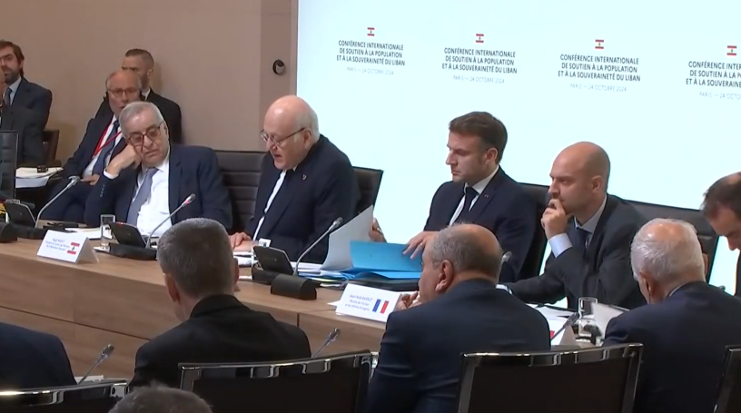 Emmanuel Macron et Jean-Noël Barrot lors d'une précédente conférence de soutien au Liban et à sa population, en octobre 2024, à Paris (photo D.R.).