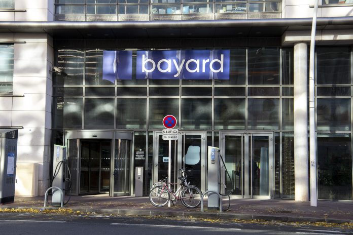 Le siege du groupe Bayard Presse, à Montrouge (photo Corinne Simon/Hans Lucas via AFP).