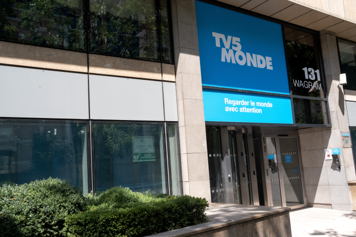 Les locaux parisiens de TV5 Monde (Photo Martin Bertrand/Hans Lucas/AFP).