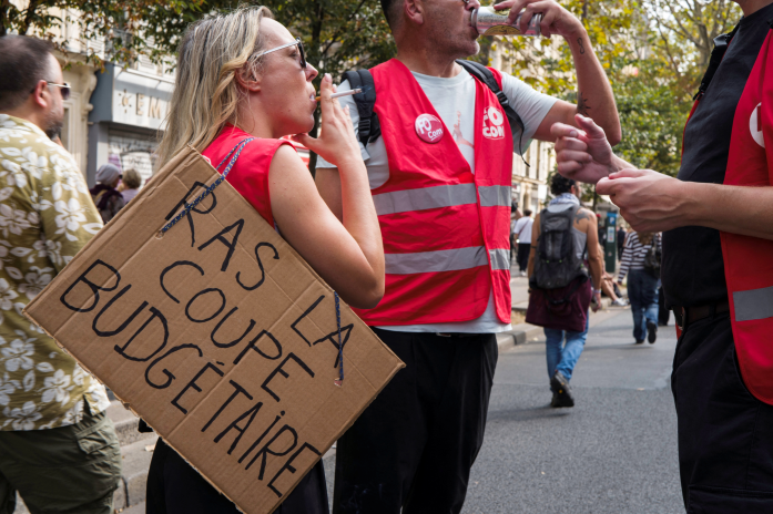 Manifestation parisienne pour les salaires, les conditions de travail et les moyens, le 29 septembre 2026 (photo Eric Broncard/Hans Lucas/AFP).