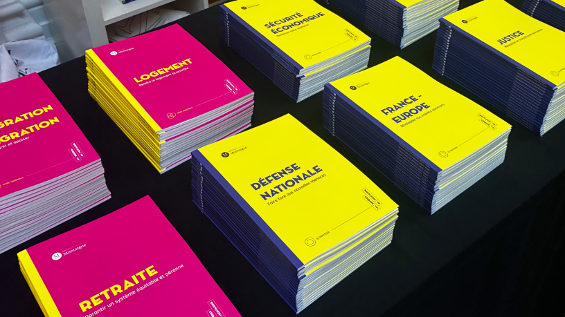 Quelques unes des 23 notes de l'Institut Montaigne pour la présidentielle (photo D.R.).