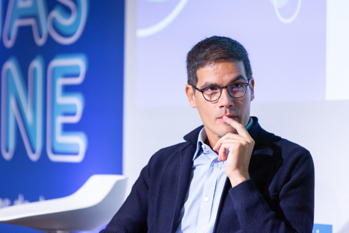 Mathieu Gallet, lors du festival Medias en Seine, à Paris, en nocembre 2018 (photo Ilan Deutsch/Hans Lucas/AFP).
