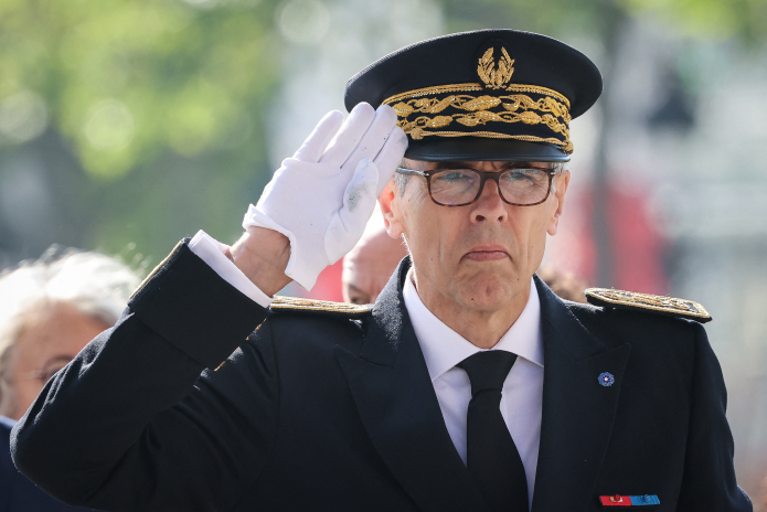 Marc Guillaume, préfet de la région Île-de-France, lors des commémorations du 8 mai, devant l'Arc de Triomphe (photo Ludovic Marin/AFP).