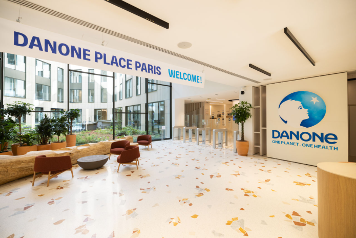 Le nouveau siège social de Danone, inauguré en septembre 2025 au 59-61 rue La Fayette, à Paris (photo Danone).