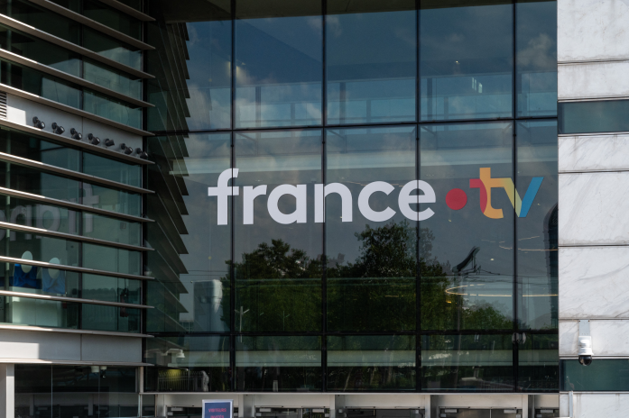Entrée du siège de France Télévisions, à Paris (photo Riccardo Milani/Hans Lucas/AFP).