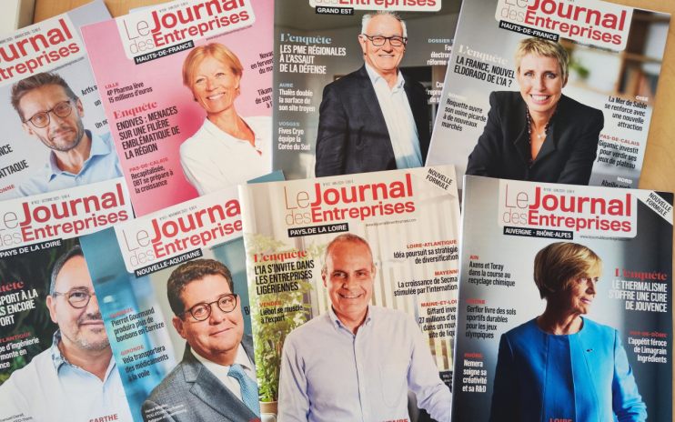 Différentes éditions du Journal des Entreprises, créé il y a 23 ans et qui vient d'être repris par Overlord Media (photo D.R.).