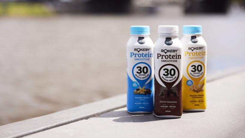 Boissons protéinées de la marque Rokeby, propriété de Made Group en Australie (photo D.R.).