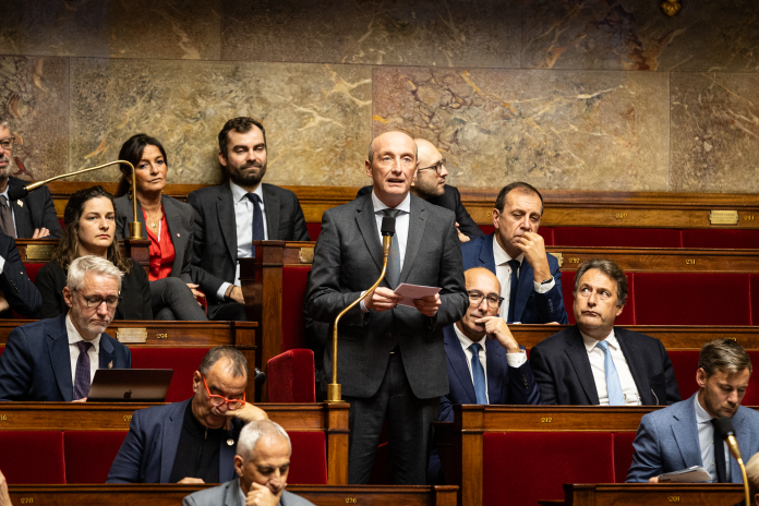 Laurent Marcangeli, chef de file des députés Horizons, en novembre 2025 à l'Assemblée Nationale (photo Telmo Pinto/Nurphoto/AFP).