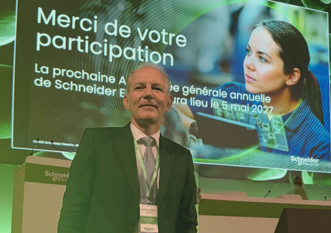 François Jackow, lors de l'assemblée générale de Schneider Electric (photo D.R.).