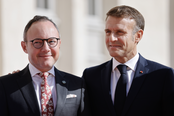 Emmanuel Macron et Xavier Espot Zamora, Premier ministre d'Andorre, en octobre 2024 (Photo Ludovic Marin/AFP).
