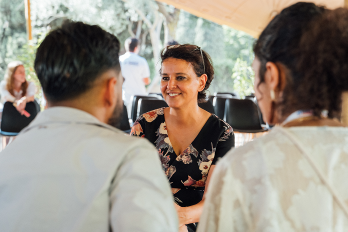 Najat Vallaud-Belkacem, en juillet 2025 aux Rencontres économiques d'Aix-en-Provence (photo Laurent Le Crabe/Hans Lucas/AFP).