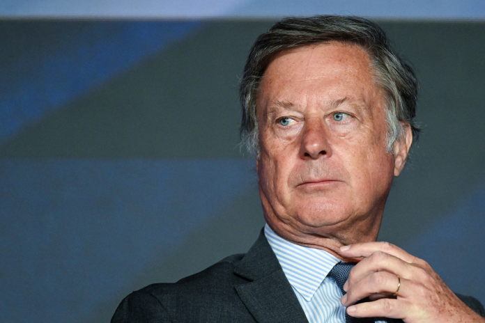 Sébastien Bazin, le PDG d'Accor, lors d'une conférence de presse en avril 2026 (photo Sébastien Salom-Gomis/AFP).