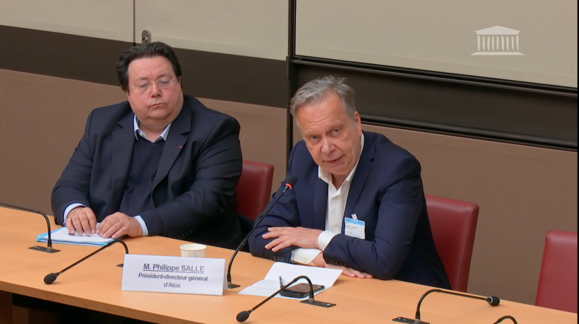 Philippe Salle, le PDG d'Atos, auditionné par la Commission d'enquête sur la "prédation des capacités productives françaises par les fonds spéculatifs" à l'Assemblée nationale (photo D.R.).