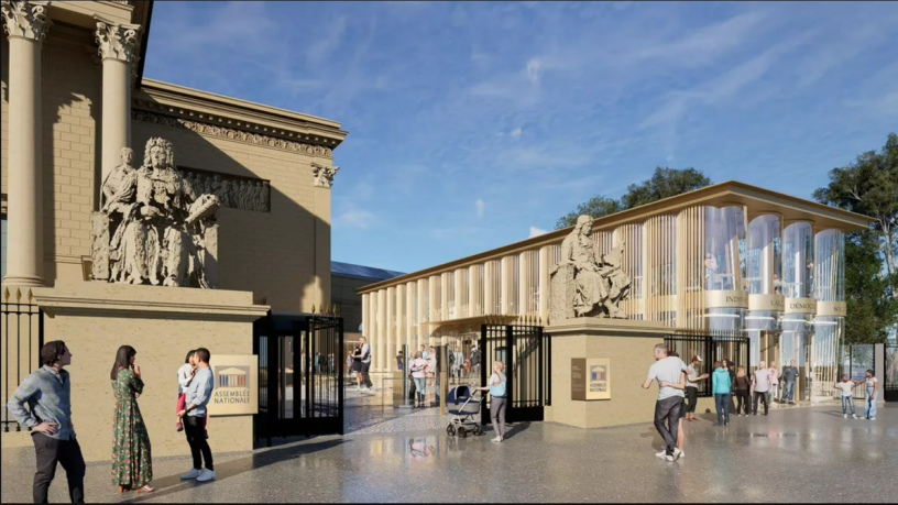 Le projet de pavillon d'accueil de l'Assemblée nationale (illustration agence Moatti-Rivière).