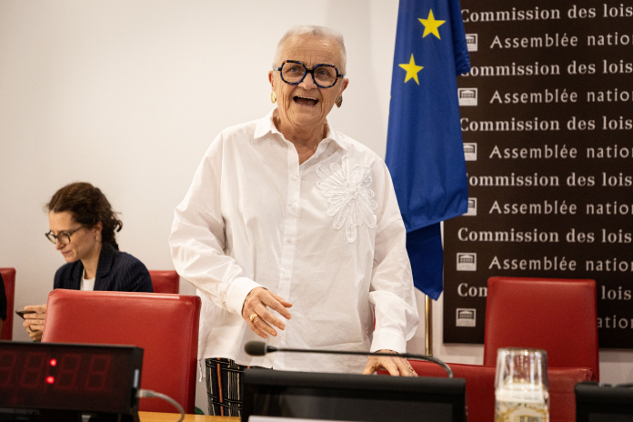 Françoise Gatel, ministre de l’Aménagement du Territoire et de la Décentralisation, le 2 juin 2026 devant la Commission des lois de l'Assemblée nationale (photo Telmo Pinto/NurPhoto/AFP).