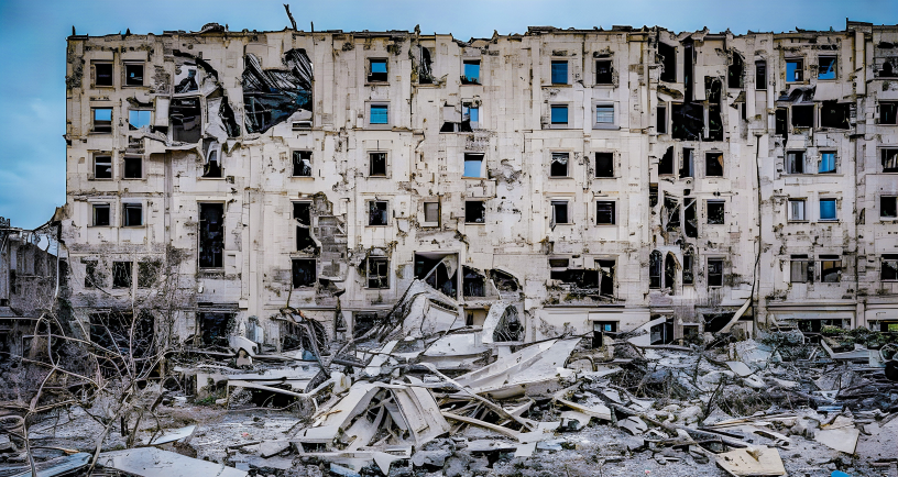 Bâtiment détruit, en Ukraine (photo Jade Koroliuk/Unsplash).