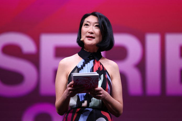 Fleur Pellerin, lors de l'ouverture du festival international Canneseries, en avril 2025, à Cannes (photo Marc Piasecki/Getty Images/AFP).