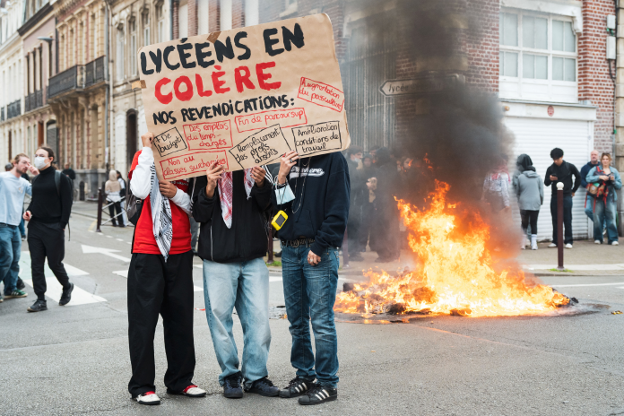 Manifestation de lycéens, le 6 octobre 2026 à Lille (photo Armand Gesquière/Hans Lucas/AFP).