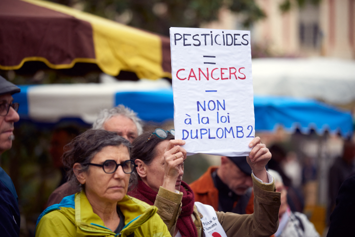 Manifestation contre la loi "Duplomb", à Toulouse, le 11 avril 2026 (photo Alain Pitton/NurPhoto/AFP).