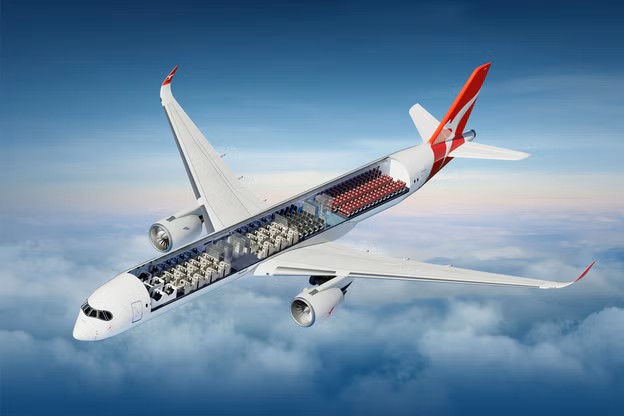 La cabine du futur Airbus A350-1000ULR de Qantas (illustration D.R.).