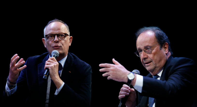 Edouard Philippe et François Hollande, invités le 11 avril 2026 du Grand Débat des Gracques, à Paris (photos Ian Langsdon/AFP/Photomontage La Lettre de l'Expansion).
