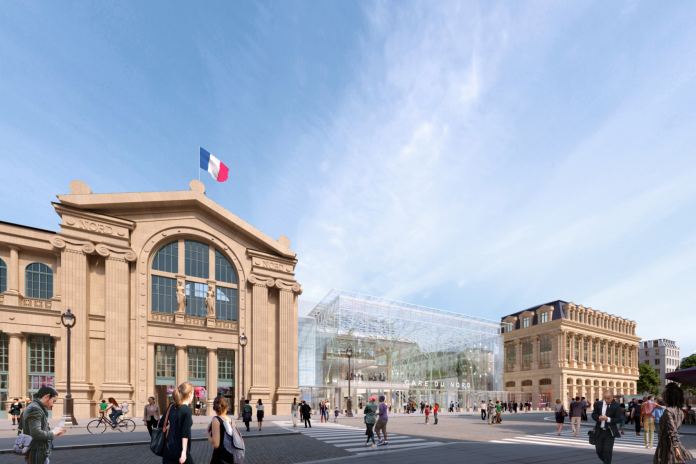 Le parvis de la gare du Nord, tel qu'imaginé pour le projet initial de StatioNord (illustration agence Valode & Pistre).
