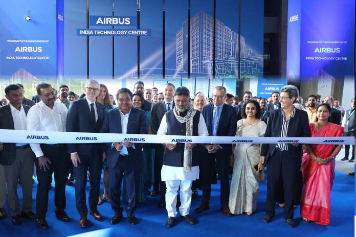 Inauguration du Airbus India Technology Centre de Bangalore, par Shri. D.K. Shivakumar, ministre délégué des Affaires étrangères et Shri. M.B. Patil, ministre de l'Industrie de l'état du Karnataka (photo Airbus).
