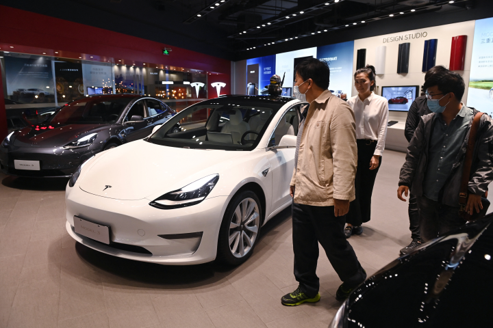 Le Tesla Model 3 à Pékin, Chine - GREG BAKER / AFP 