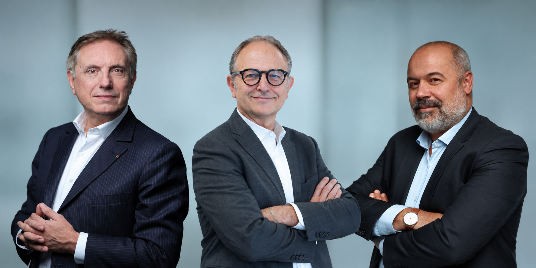De gauche à droite : Stéphane Priami, Christophe Vandenkoornhuyse et Étienne Royol. © Crédit Agricole.