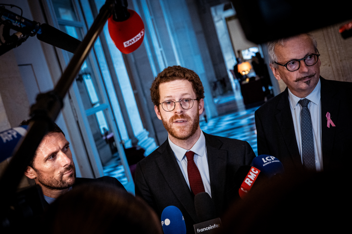 David Amiel et Jean-René Cazeneuve (Photo by Amaury Cornu / Hans Lucas / Hans Lucas via AFP)