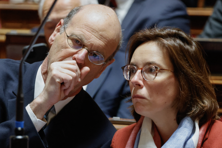 Eric Lombard, ministre de l'Economie et des Finances, et Amélie de Montchalin, ministre des Comptes publics - Ludovic MARIN / AFP