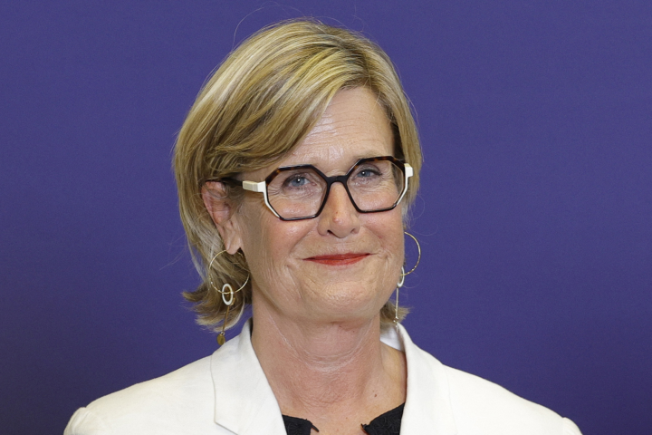 Marie-Agnès Poussier-Winsback, nouvelle ministre déléguée chargée de l’Economie social, et solidaire, de l’Intéressement et de la Participation  (Photo by GEOFFROY VAN DER HASSELT / AFP)