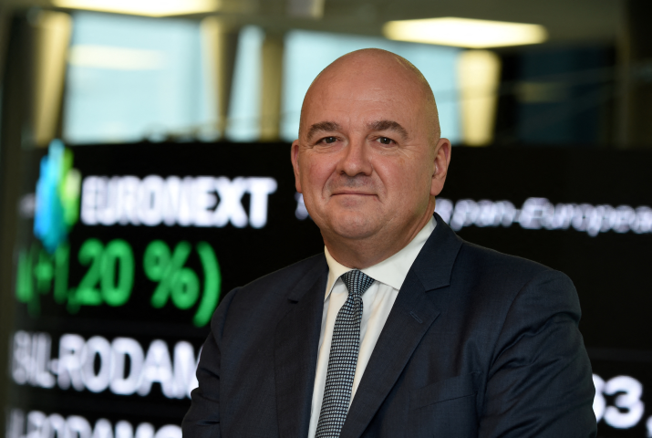 Stéphane Boujnah, président du directoire d'Euronext (Photo by Eric PIERMONT / AFP)