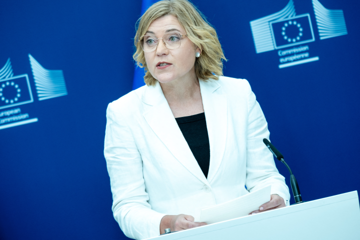 Henna Virkkunen, commissaire à la Souveraineté technologique, la sécurité et la démocratie. (Photo by Martin Bertrand / Hans Lucas via AFP)