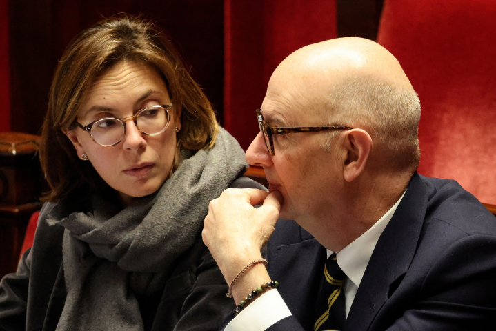 Les ministres Amélie de Montchalin et Roland Lescure (Photo by Ludovic MARIN / AFP)