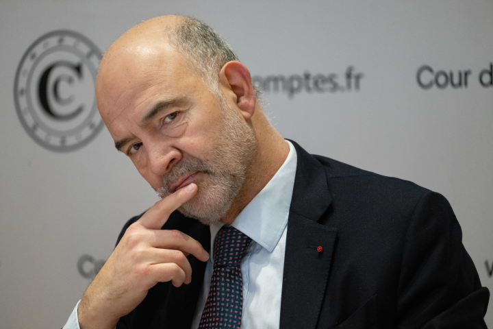 Pierre Moscovici, premier président de la Cour des comptes, lors de la présentation du rapport du Conseil des prélèvements obligatoires (Eric TSCHAEN/REA)