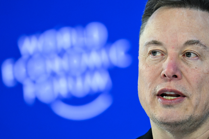 Elon Musk au Forum économique mondial de Davos en janvier. Crédits : Fabrice Coffrini, AFP.